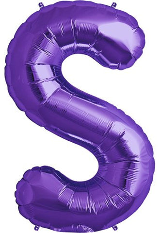 Letter S, Packaged, 34", Purple, Helium