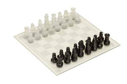Black & White Frosted Glass Chess Set