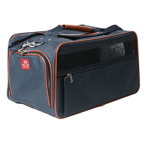 Bark n Bag Classic Nylon Carrier - Navy/Saddle, Small 16"x9"x9"