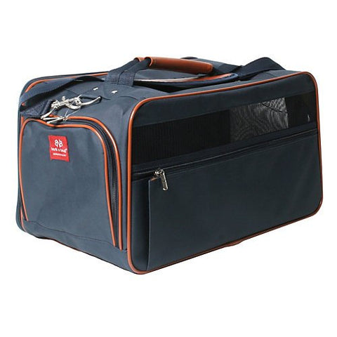 Bark n Bag Classic Nylon Carrier - Navy/Saddle, Medium 18"x10"x10"