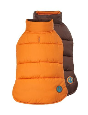 Peace Reversible Puffer Vest Orange/Brown - Size 14"