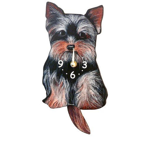 Yorky Dog Wagging-Tail Clock Wood