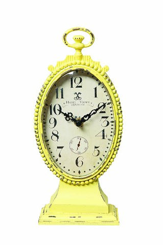 10-1/2"H Metal Clock, Yellow(Requires 1AA Battery)