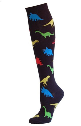 Women's Socks Dinosaur Knee High, Black