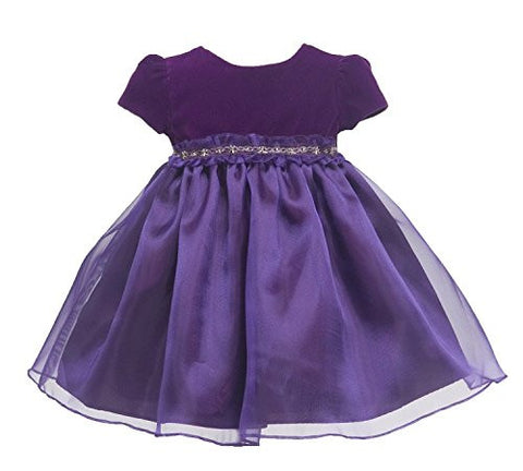 Baby-Girls Velvet Illusion Dress - Purple, Large
