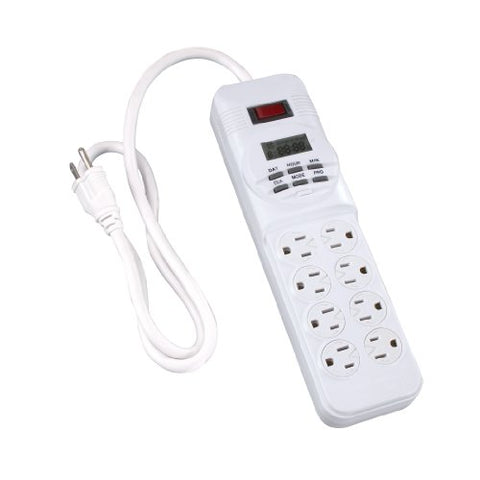 8-Outlet Digital Power Strip Timer, White
