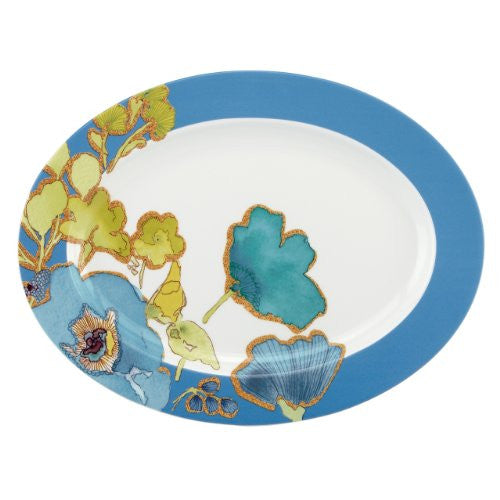 FLORAL FUSION BLUE OVAL PLATTER