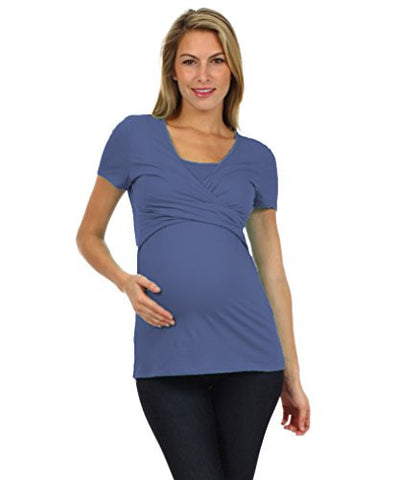 Julia Crossover Nursing Top - Blue, Medium