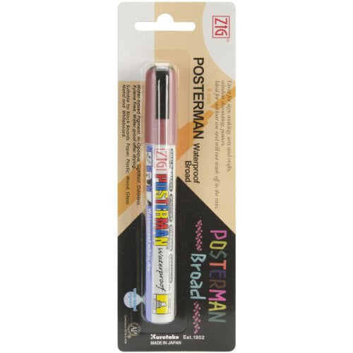 Zig Posterman Broad Tip Marker (packaged)-Metallic Red