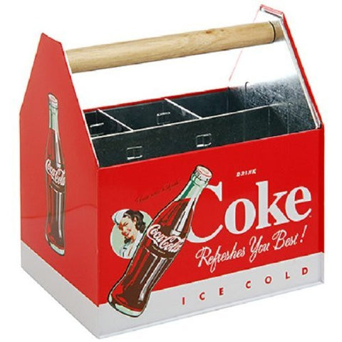 Coke Galvanized Napkin /Utensil Holder