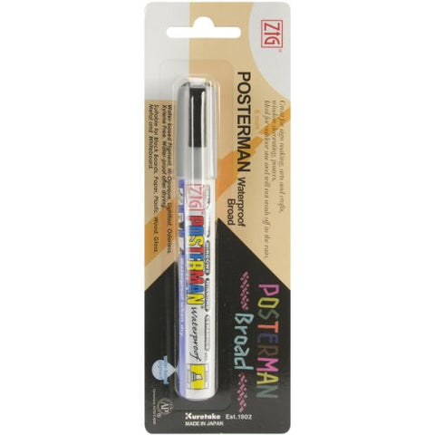 Kuretake Zig 1-Piece Posterman Broad Marker, Silver