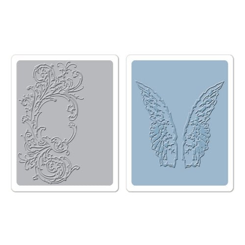 Sizzix Texture Fades Embossing Folders 2PK - Flourish & Wings Set