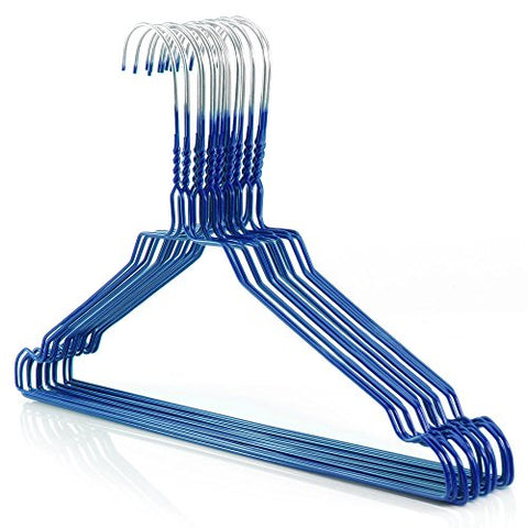Coloured Metal Wire Clothes Hangers - 40cm, blue