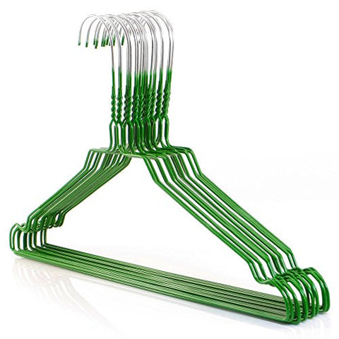 Coloured Metal Wire Clothes Hangers - 40cm, green