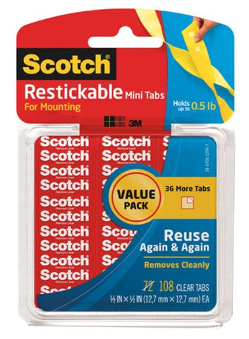 Scotch Restickable Tabs, 0.5 x 0.5 Inches (R103VPC)