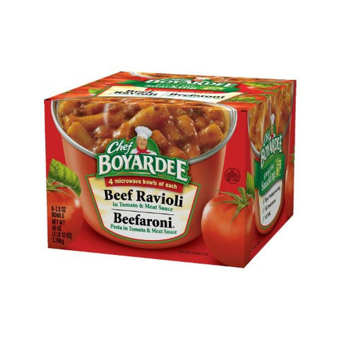 Chef Boyardee Beef Ravioli & Beefaroni Microwave Bowls - 7.5oz/8pk