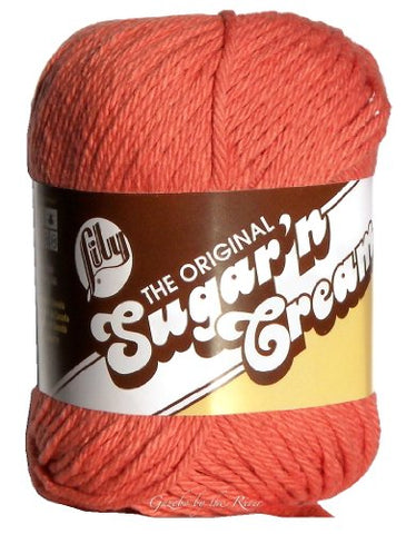 Lily Sugar'n Cream Solid Yarn Tangerine 120 Yards 2.5 OZ