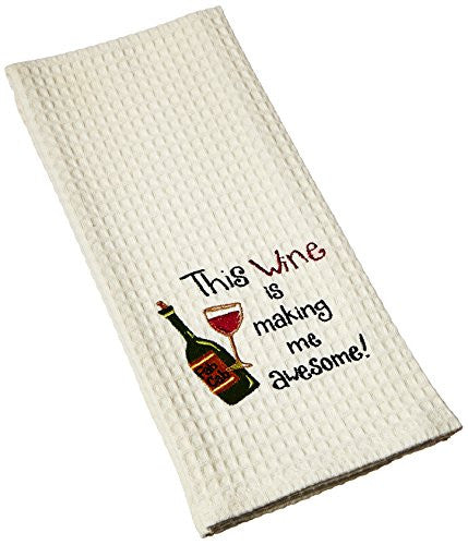 AWESOME WINE EMBR. WAFFLE TOWEL