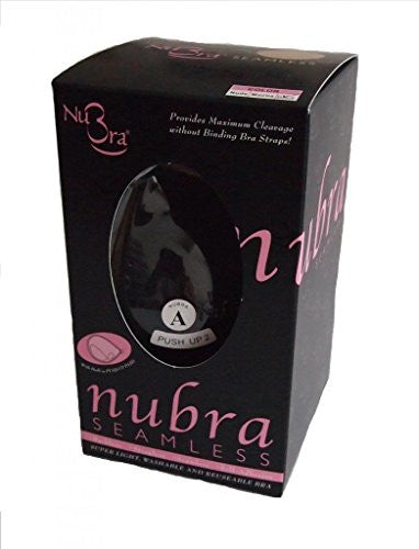 NuBra Seamless Push Up Adhesive Bra with Molded Pads, Black, Cup C