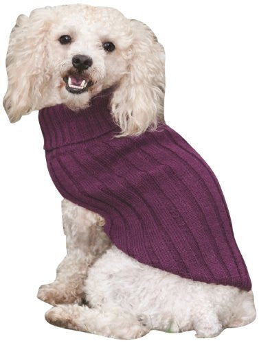 ETHICAL FASHION-SEASONAL CLASSIC TURTLENECK DOG SWEATER , MEDIUM - PLUM