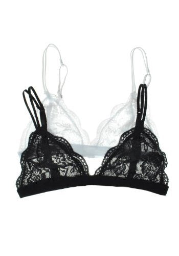 Anemone Women's Lace Bralette (2 Pack),Small/Medium,Black/White