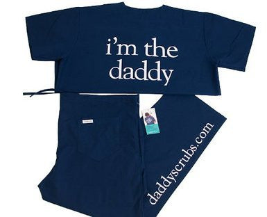 "I'm the Daddy" Scrubs (XXL, Navy Seal Blue Simple Script)