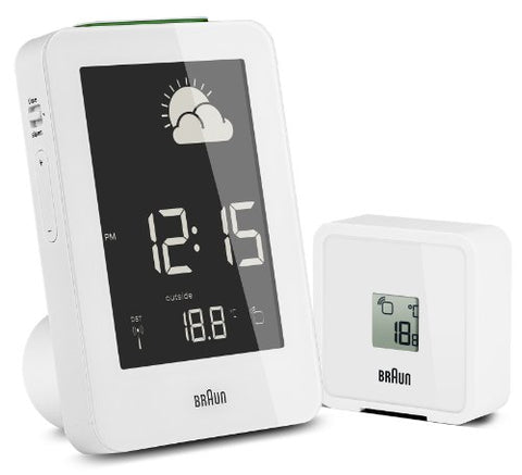 Braun Temperature/Humidity Quartz Alarm Clock, White