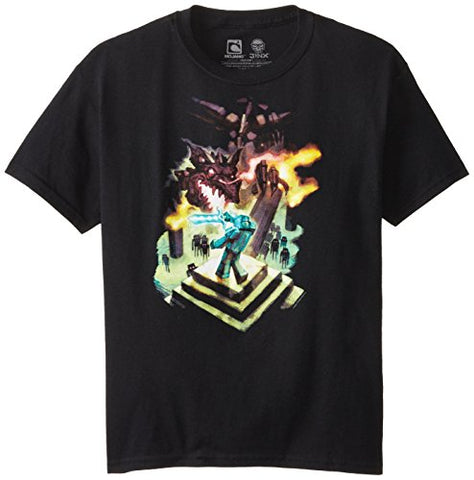 Minecraft Big Boys' Ender Dragon Youth T-Shirt, Black, Large