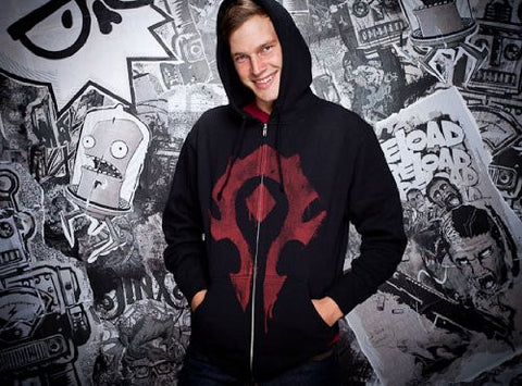 World of Warcraft Horde Spray Zip-up Hoodie- Black, Small