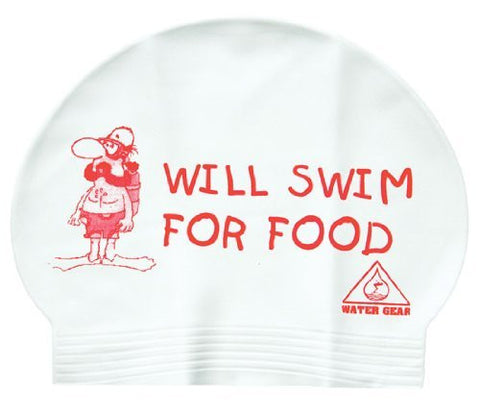 Water Gear Will Swim For Food Latex Swim Cap