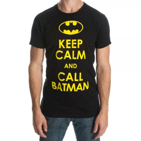 Batman Keep Calm and Call Batman Men's Black Tee-L