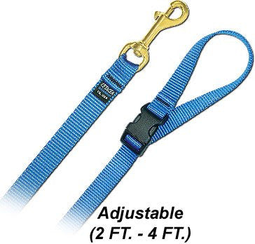 4' Long Nylon Leash with Quick Release Handle - medium black