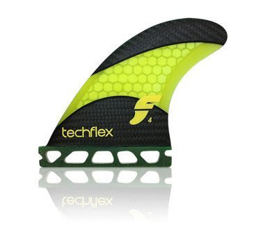 F4 Techflex Small Thruster Fin Set - Fluro Yellow
