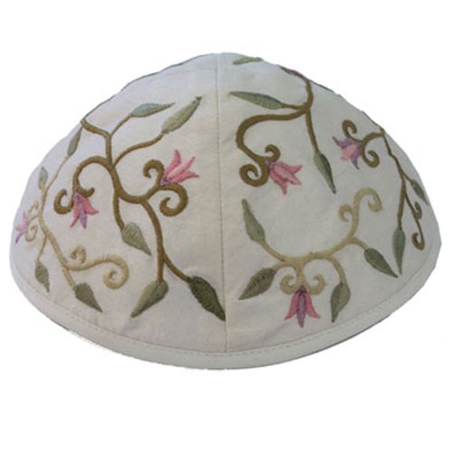 Kippah - Embroidered - Oriental White