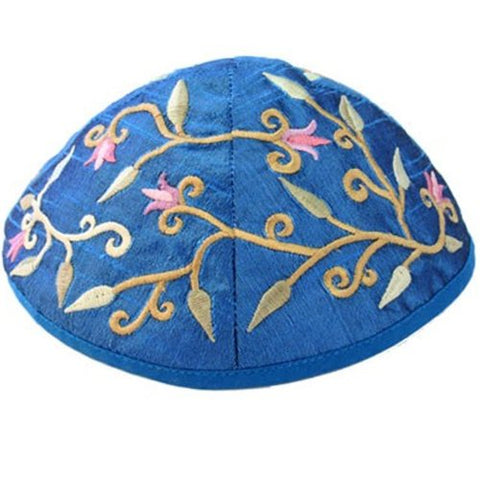 Kippah - Embroidered - Oriental Blue