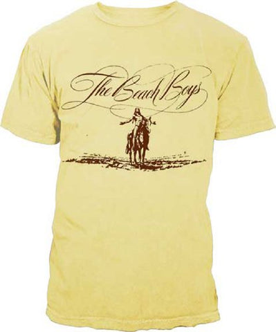 Bravado Men's The Beach Boys - Script Logo Horse T-Shirt, Yellow, Large