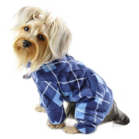 Blue Argyle Turtleneck Fleece Pajamas/Bodysuit, XS