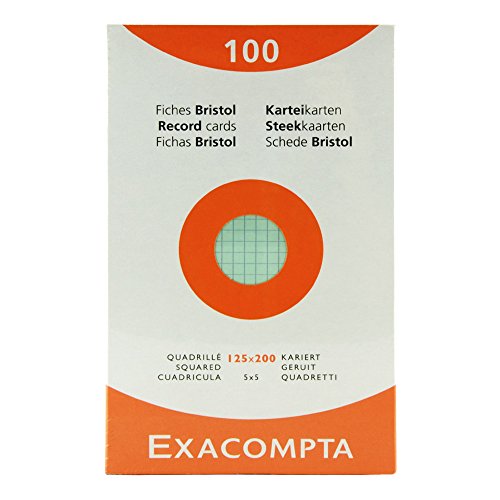 Exacompta Index Cards Filing Index Cards 5 x 8 Graph 4 Assorted colors 100 Cards