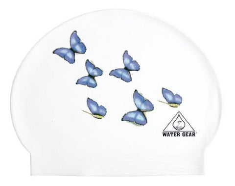 Water Gear Butterflies Latex Swim Cap