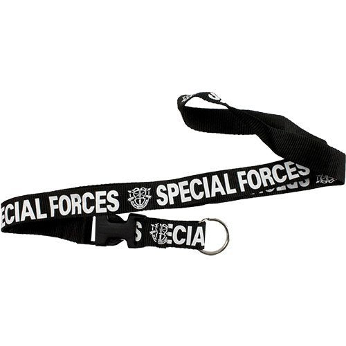 Special Forces with Logo Silk Screen in White Print on Removable Clasp Black Lanyard