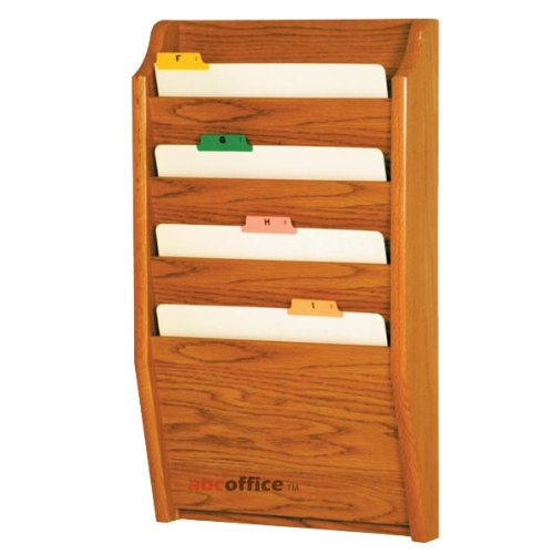 4 Pocket Letter Size File Holder, Medium Oak