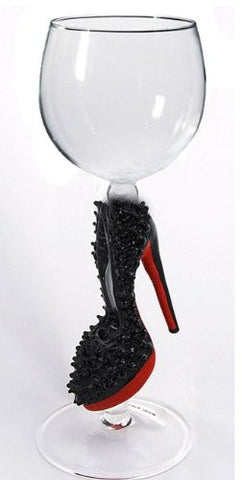 Wine glass /Black shoe w/ red sole
