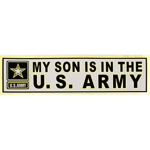 My Son Is In The Army with Army Star Logo on Gold Metallic 11.75"x3.25" Bumper Sticker