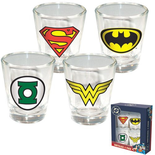 ICUP 4-Pack DC Comics Insignia Shot Glass