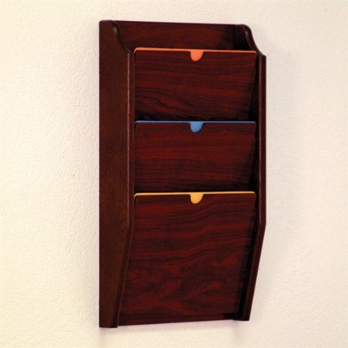 3 Pocket Privacy Letter Size Chart Holder - HIPAA Compliant, Mahogany