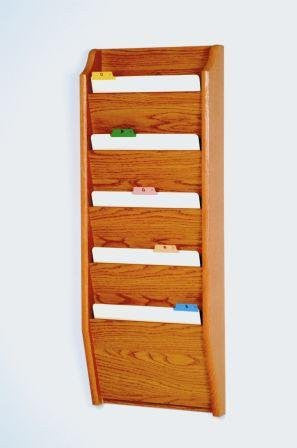5 Pocket Letter Size File Holder, Medium Oak