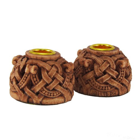 Celtic Knotwork Candle Holder (Pair) Wood 1 3/4"h x 2 3/4"w x 2 3/4"d