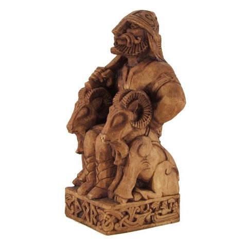 Seated Thor Statue Wood 8"h x 3 1/2"w x 3 1/2"d