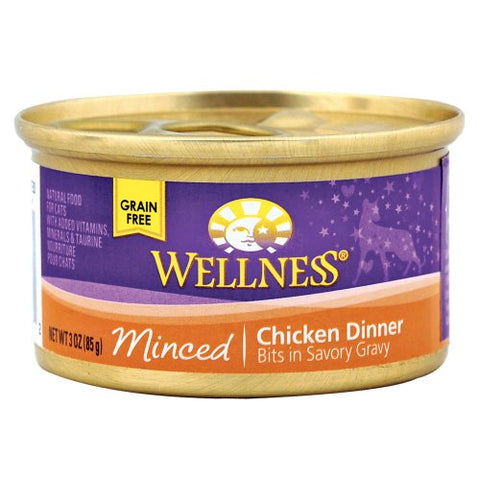 WELLNESS Canned Cat Food Minced Chicken Dinner 24pk, 3oz