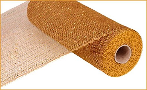 10"X10yd Metallic Mesh -  Gold/Brown W/Lsr Gld Foil